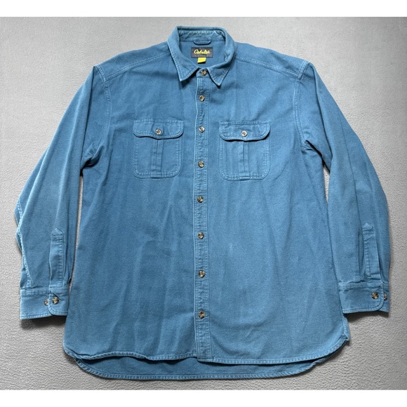 Cabela's Other - Cabela's Chamois Flannel Heavy Cotton Shirt Mens 2XLT Blue Hiking‎ Outdoor Soft